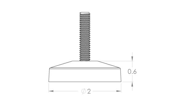 Nivelador plástico redondo diámetro de la base 2” tipo “Flex” con tornillo metálico - Image 2
