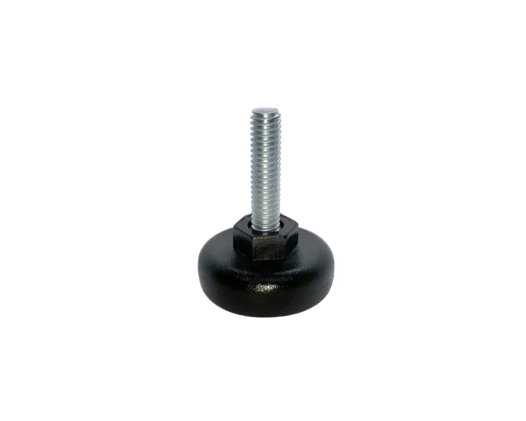 Nivelador plástico redondo diámetro de la base 1 1/2” tipo “Semicircular” con tornillo metálico